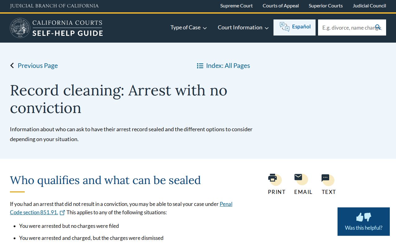 California Courts Monterey County arrest record sealing guidance